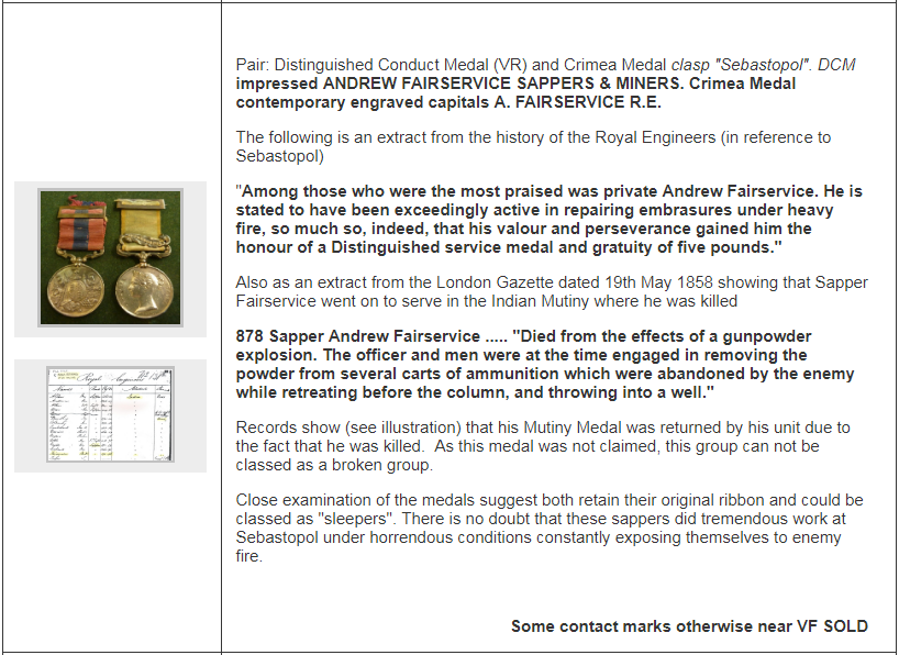 Action of Andrew Fairservice's Medals